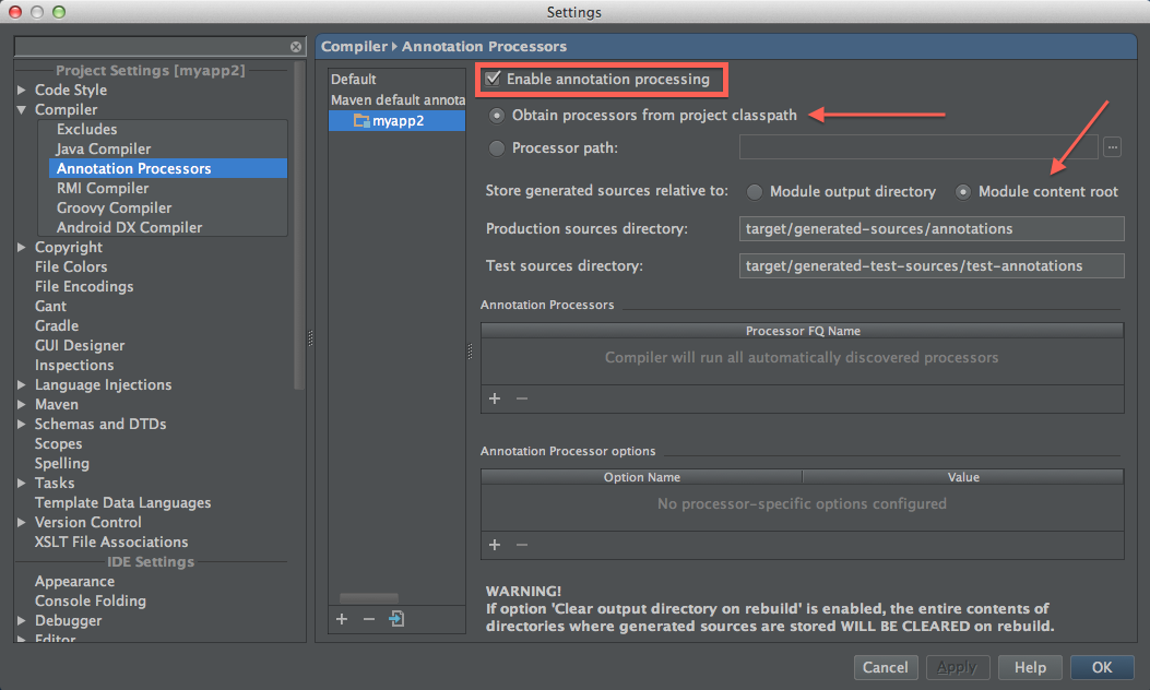 annotation processor settings in IDEA