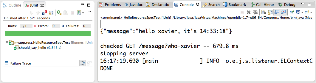 RESTX junit spec test run