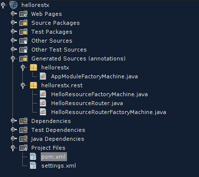 RestX hello world open in Netbeans